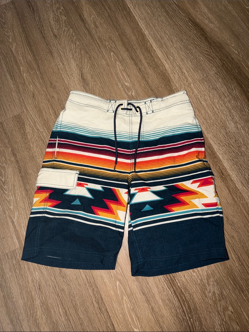 George Multicolor Striped & Aztec Print Swim Trunks